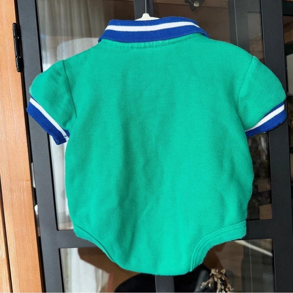 Vintage Baby Golf teddy bear embroidered polo onesie boys kelly short sleeve